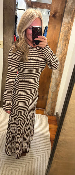 Rosetta Striped Midi Dress - The Green Shelf Boutique
