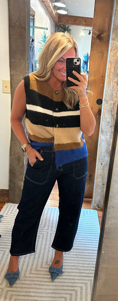 Striped Button Up Vest