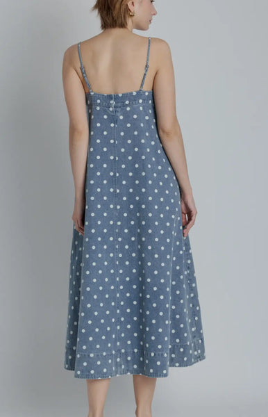Ruby Polka Dot Denim Midi
