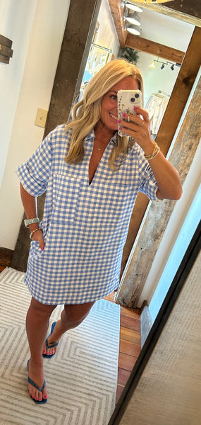 Tia Gingham Oversized Shirt Dress