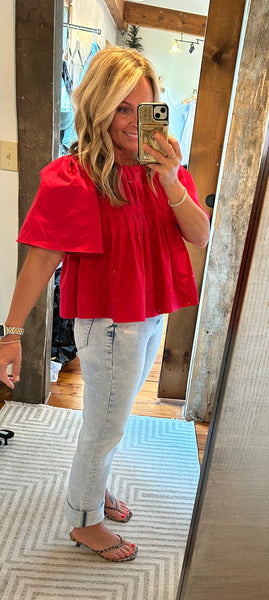 Pleated Short Sleeve Top
