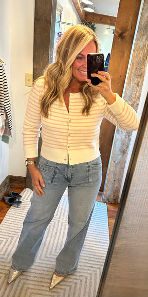 Sofie Striped Button Front Cardi