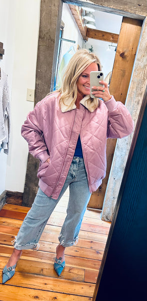 Oversized Quilted Jacket w/ Sherpa Collar