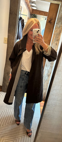 Lena Check Midi Trench Coat