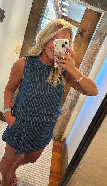Pinstripe Denim Top