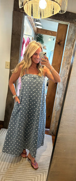 Ruby Polka Dot Denim Midi