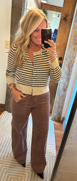 Sofie Striped Button Front Cardi