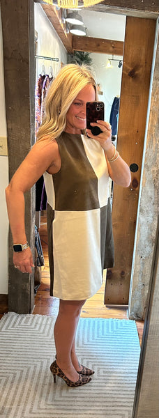 Suede Color-block Shift Dress