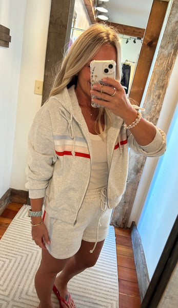 Sloane Stripe Zip Front Hoodie
