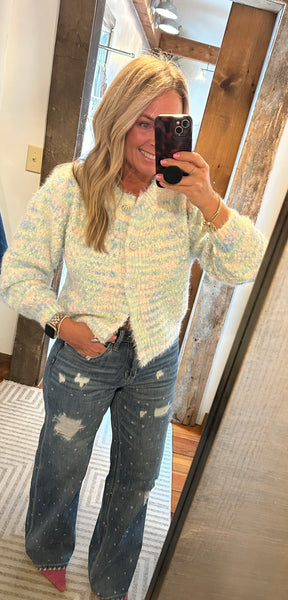 Josie Marled Knit Cardi with Pearl Buttons - The Green Shelf Boutique