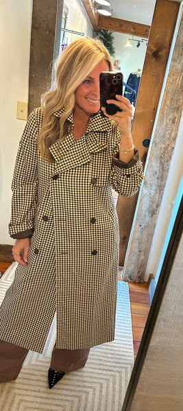 Plaid Belted Trench Coat