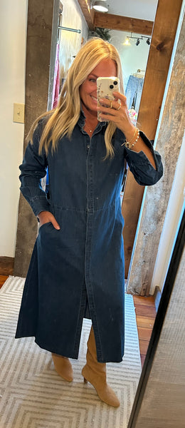 Button Down Denim Midi Dress
