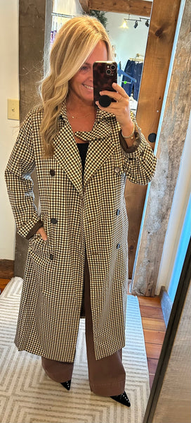 Plaid Belted Trench Coat