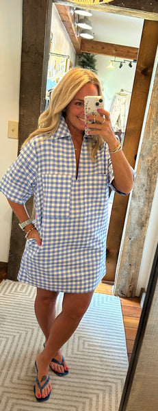 Tia Gingham Oversized Shirt Dress