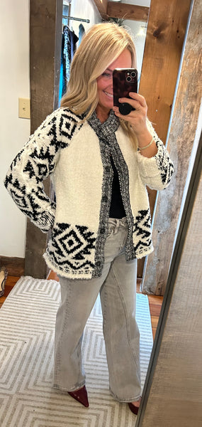 Textured Knit Sweater Jacket