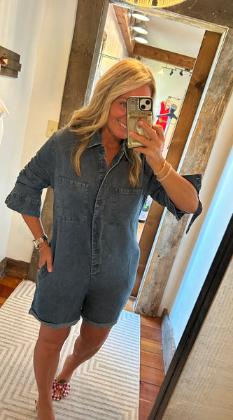 Chambray Denim Romper