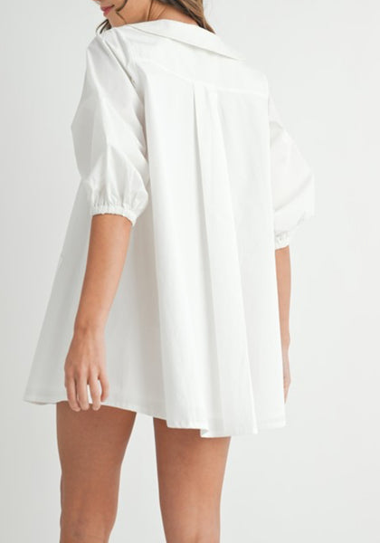 Poplin Peter Pan Color Mini Dress
