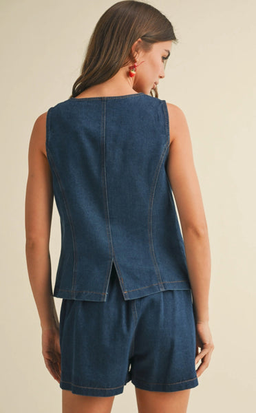 Denim Split Hem Vest