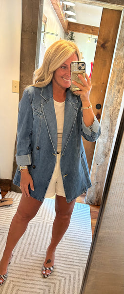 Brandi Double Breasted Denim Blazer