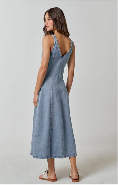 V Neck Denim Maxi Dress The Green Shelf Boutique V Neck Denim Maxi Dress The Green Shelf Boutique