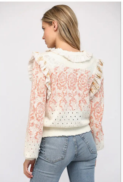 Ruffle Trimmed Cardigan