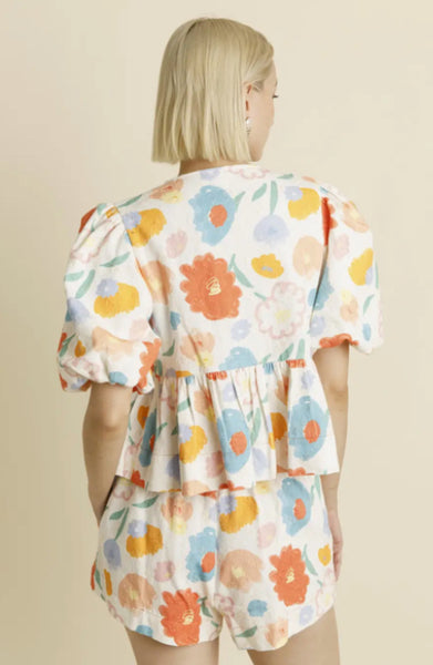 Front Tie Floral Top