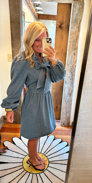 Bow Tie Denim Dress