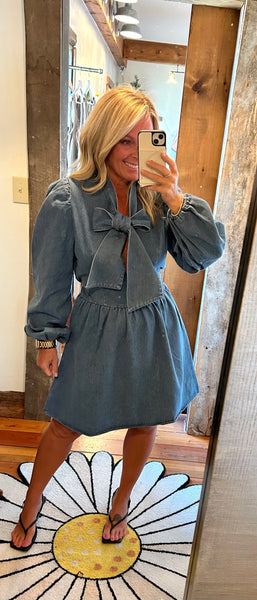 Bow Tie Denim Dress