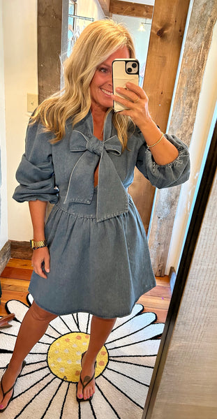 Bow Tie Denim Dress