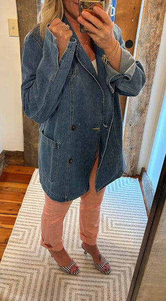 Brandi Double Breasted Denim Blazer