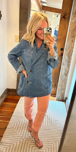 Brandi Double Breasted Denim Blazer