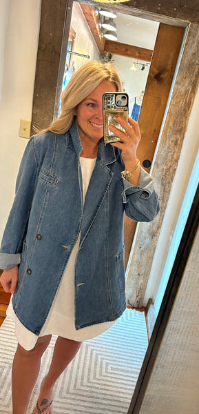 Brandi Double Breasted Denim Blazer