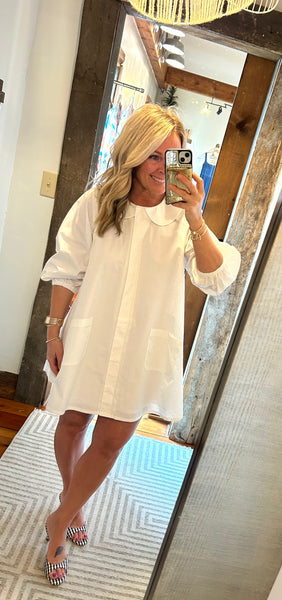 Poplin Peter Pan Color Mini Dress