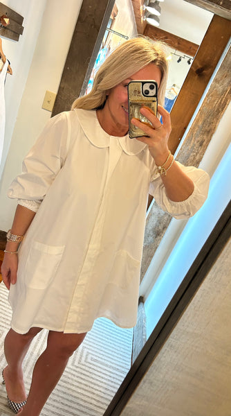 Poplin Peter Pan Color Mini Dress