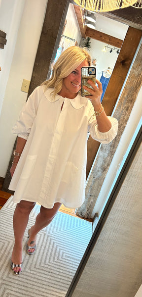 Poplin Peter Pan Color Mini Dress