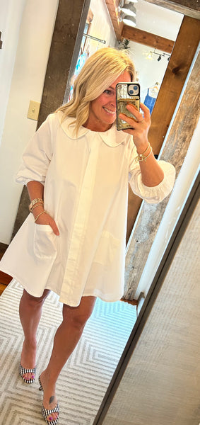 Poplin Peter Pan Color Mini Dress