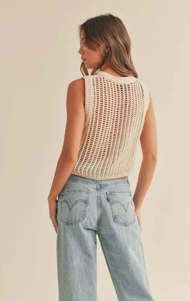 Sleeve Crocheted Knit Top