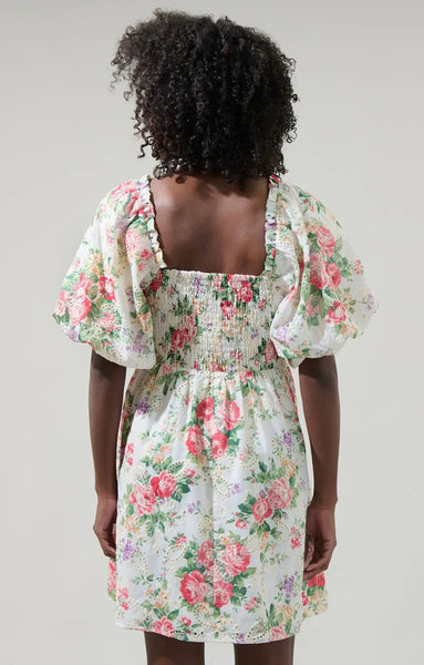 Peony Floral  Eyelet Dress