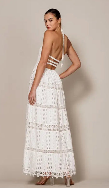 Open Back Eyelet Maxi Dress