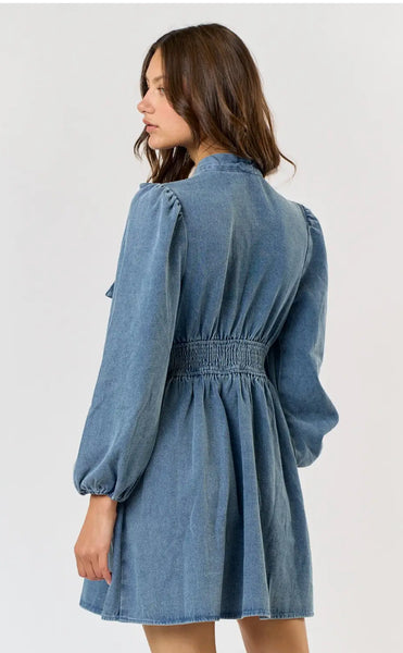 Bow Tie Denim Dress