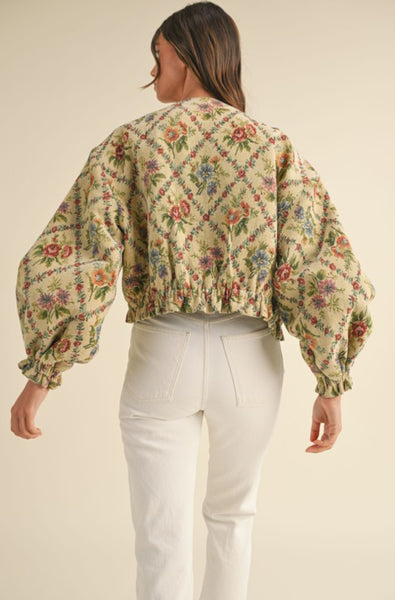 Floral Tapestry Bomber Jacket