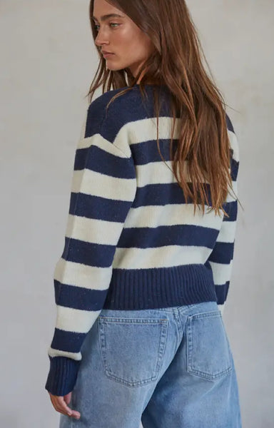 Tory Striped V Neck Cardi