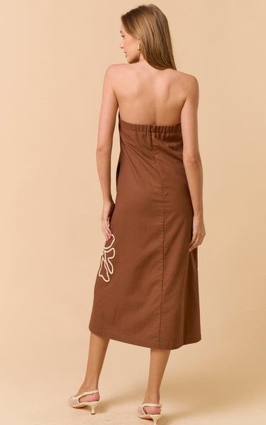 Midi Dress with Floral Embroidery