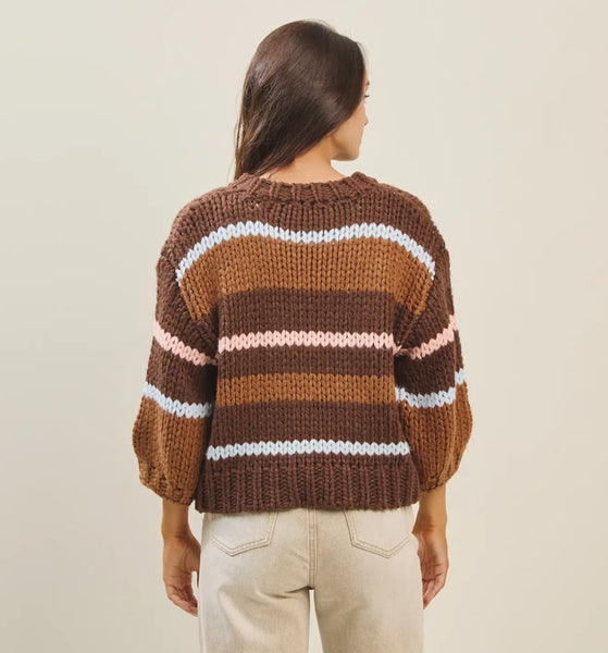 Chocolate Stripe Bow Sweater