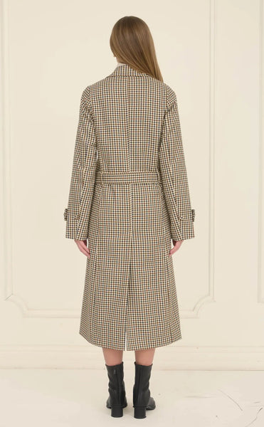Plaid Belted Trench Coat
