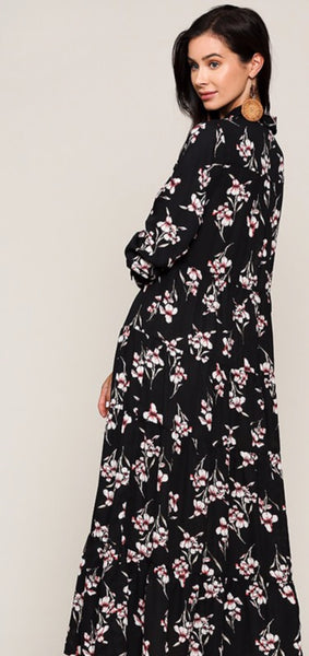 Floral Print Maxi Dress - The Green Shelf Boutique