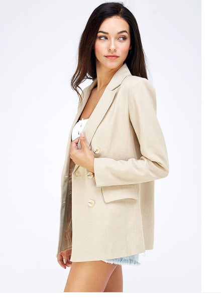 Twill Double Breasted Blazer - The Green Shelf Boutique