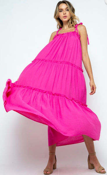 Tiered Maxi Dress with Ties