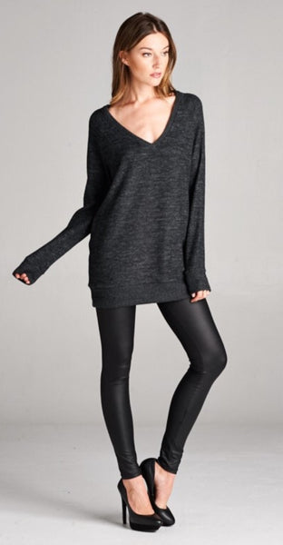 V Neck Raglan Tunic Sweater - The Green Shelf Boutique