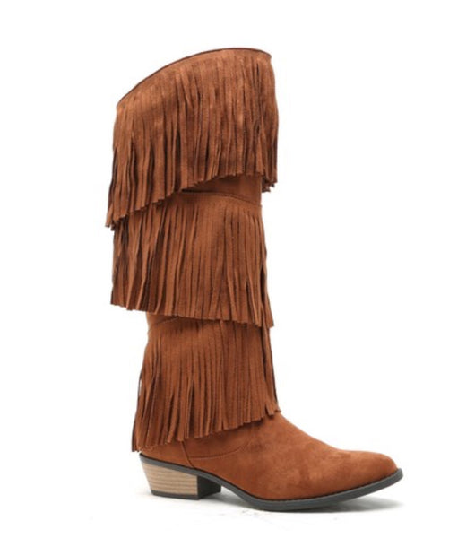 Suede Fringe Boots - The Green Shelf Boutique